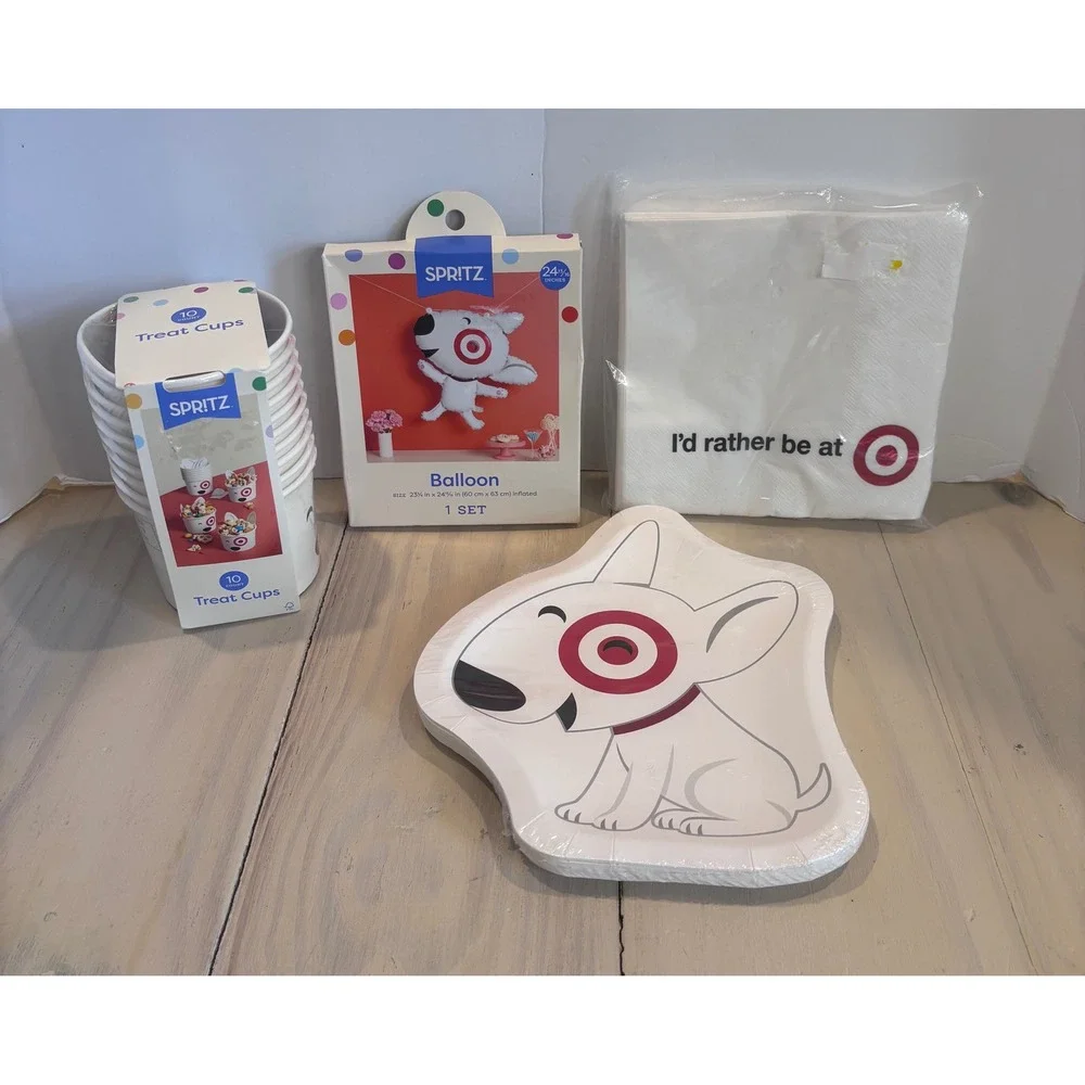 Spritz Target Bullseye Dog Party Supplies Bundle Plates Napkins Cups Balloon